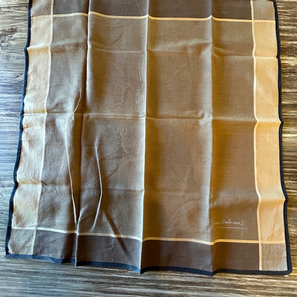 Pierre Balmain Vintage Cotton Scarf/Handkerchief in Tan and Brown